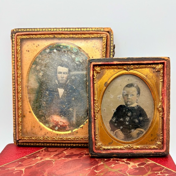 Antique Daguerreotype and Tintype Lot Male and Child - Picture 2 of 13